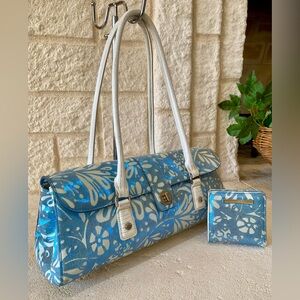 ❄️⛄️⛸️❄️Brahmin Dayan Satchel in BELLBOTTOM BLUE LUCENT+JANE Wallet~$530 MSRP